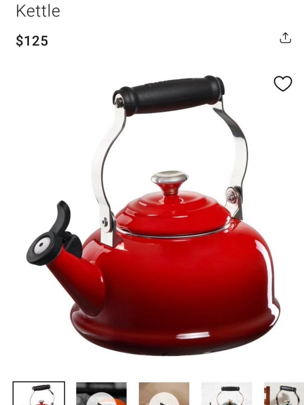 Le cruset red  Stovetop Whistling Kettle with Black Handle